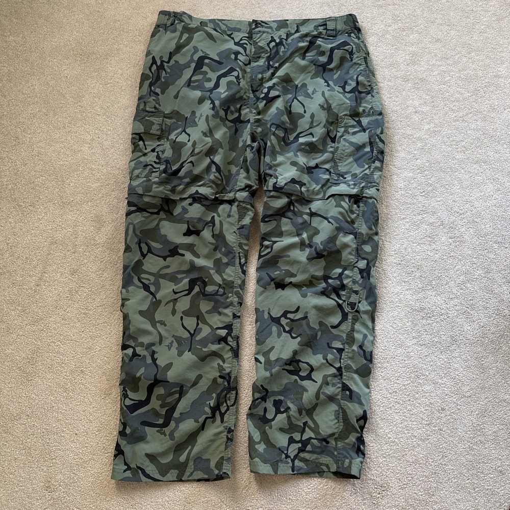Canyon Creek Convertible Pants Mens 2XL Camo Roll Up Nylon‎ Cargo Elastic